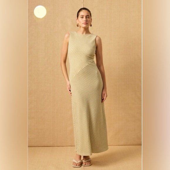 NWT Mon Renn ripple dress in sage stripe - S - Picture 1 of 16